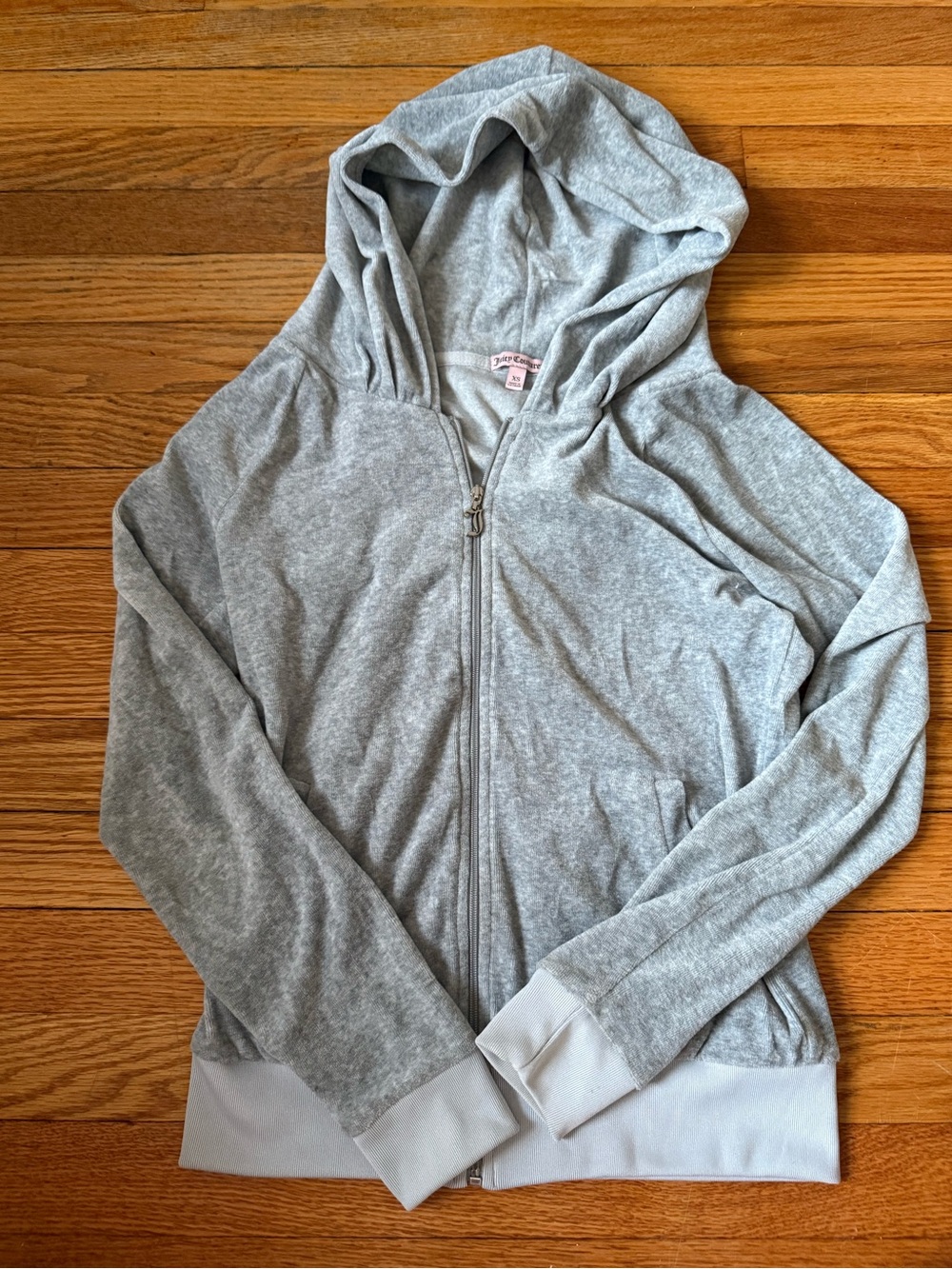 JUICY COUTURE Light Gray Women's Zip-Up Hoodie Jacket with rhinestone details!